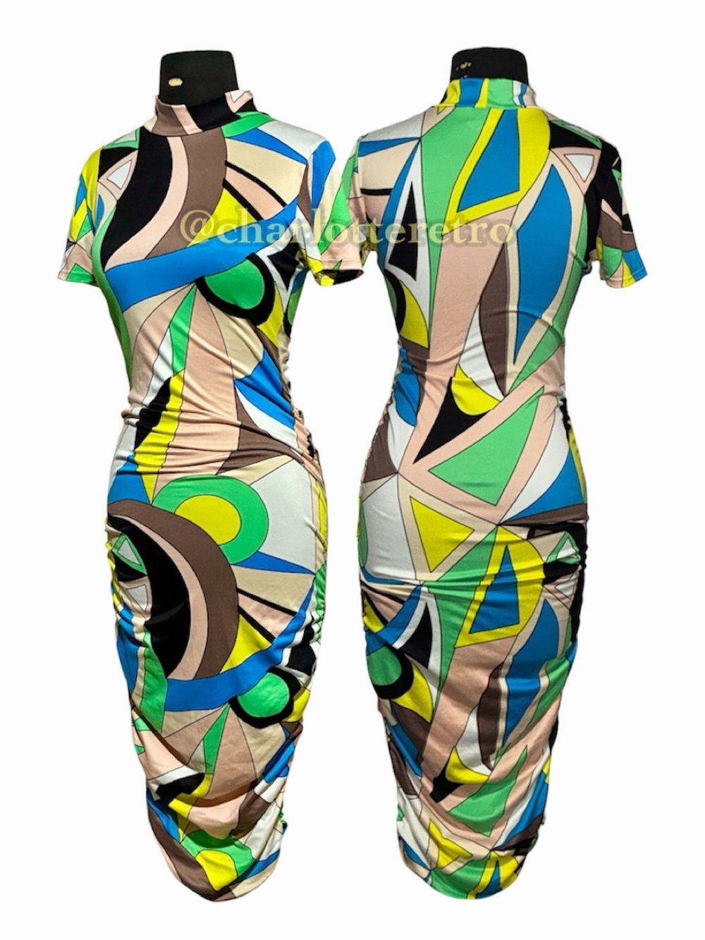 90s vtg MADRAG Op Art Bodycon Dress • Made in USA